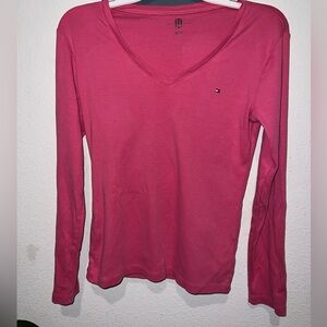 Vintage Pink Tommy Hilfiger Vneck ( Size M )